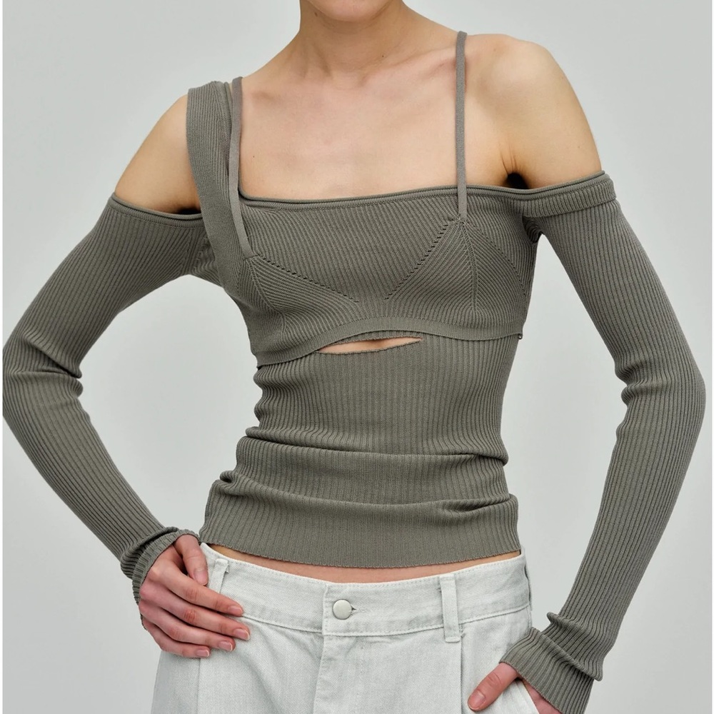 Source Unknown layered bra and knit top